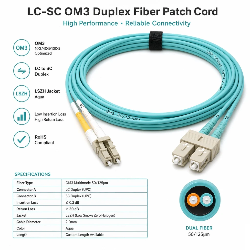 SC To LC Duplex OM3 Patch Cable 6133